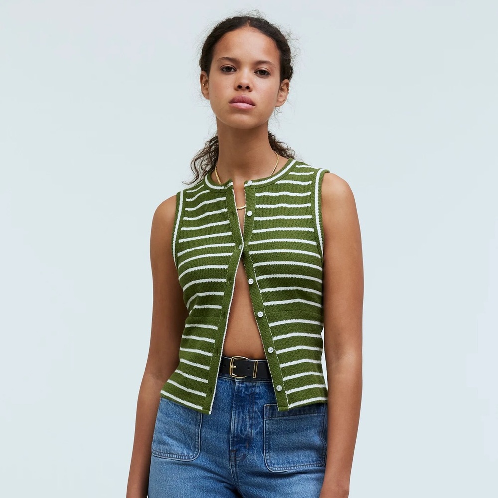 Split-Crewneck Cardigan Tank